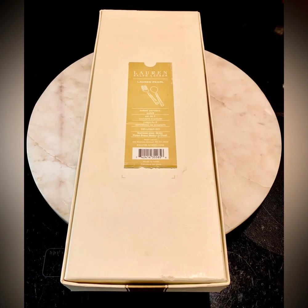 RALPH LAUREN PEARL SALAD SERVERS SET NEW STAINLESS STEEL FORK SPOON